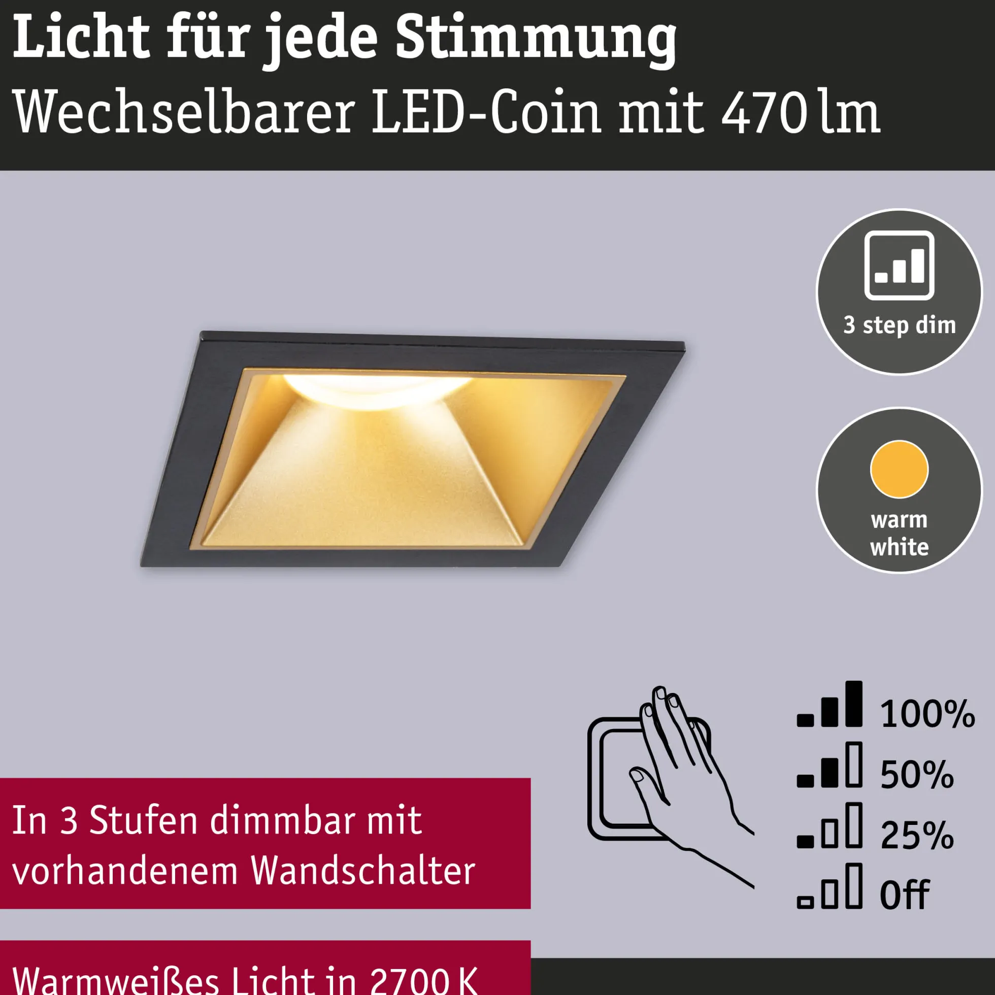 LED Einbauleuchte 3-Step-Dim - Cole 3er-Set
