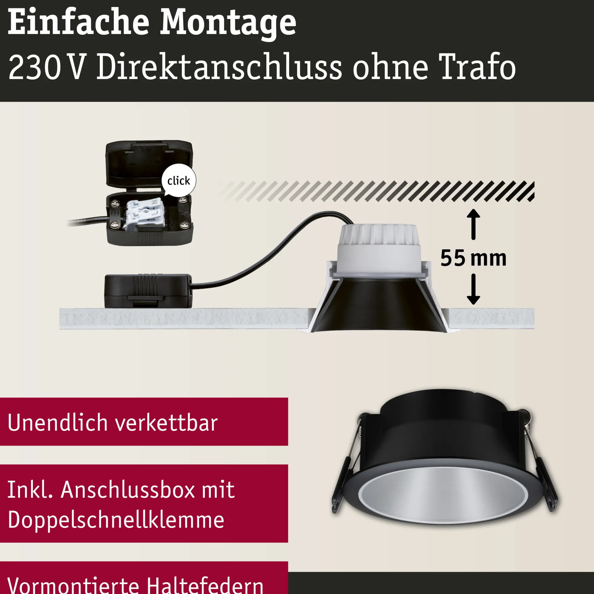 LED Einbauleuchte 3-Step-Dim - Cole 3er-Set