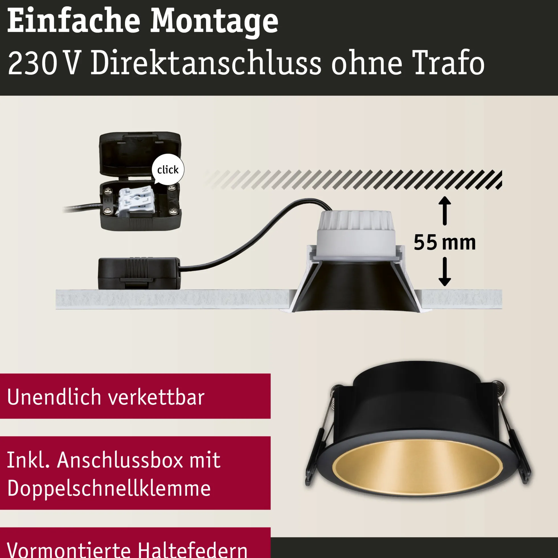 LED Einbauleuchte 3-Step-Dim - Cole 1er-Set
