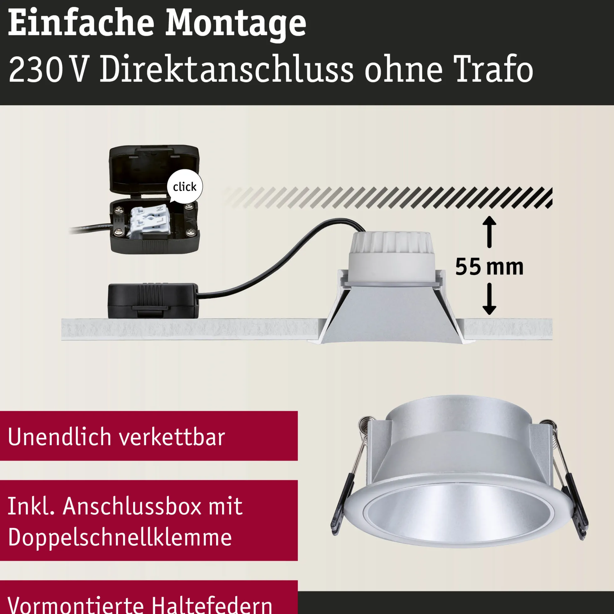 LED Einbauleuchte 3-Step-Dim - Cole 6er-Set