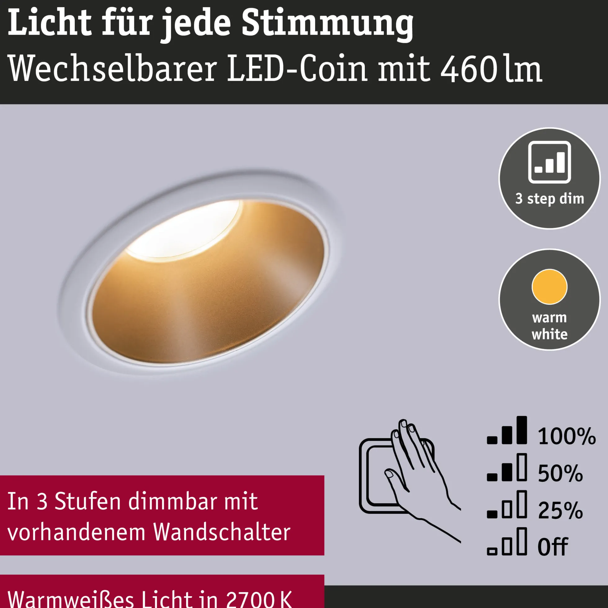 LED Einbauleuchte 3-Step-Dim - Cole 6er-Set