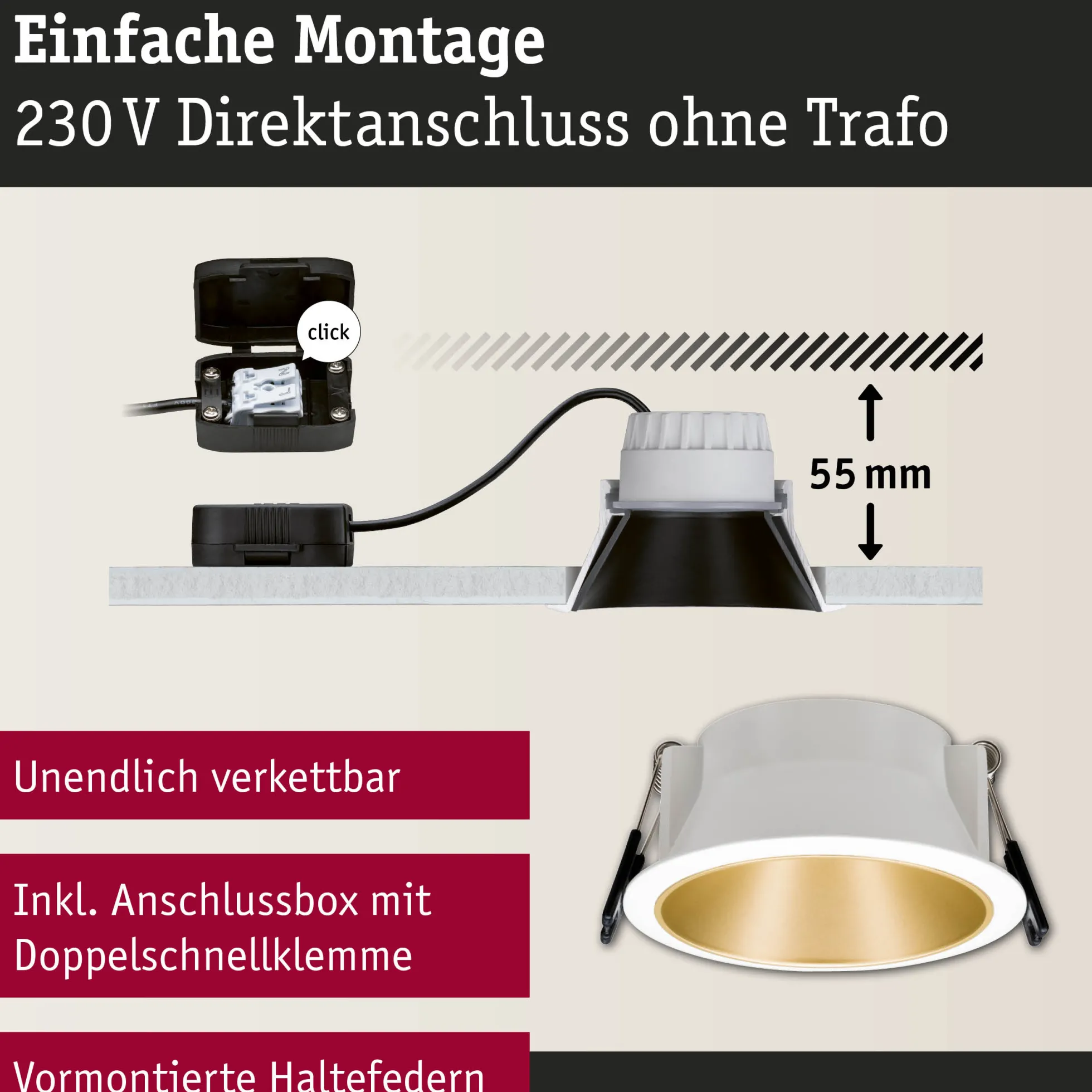 LED Einbauleuchte 3-Step-Dim - Cole 6er-Set