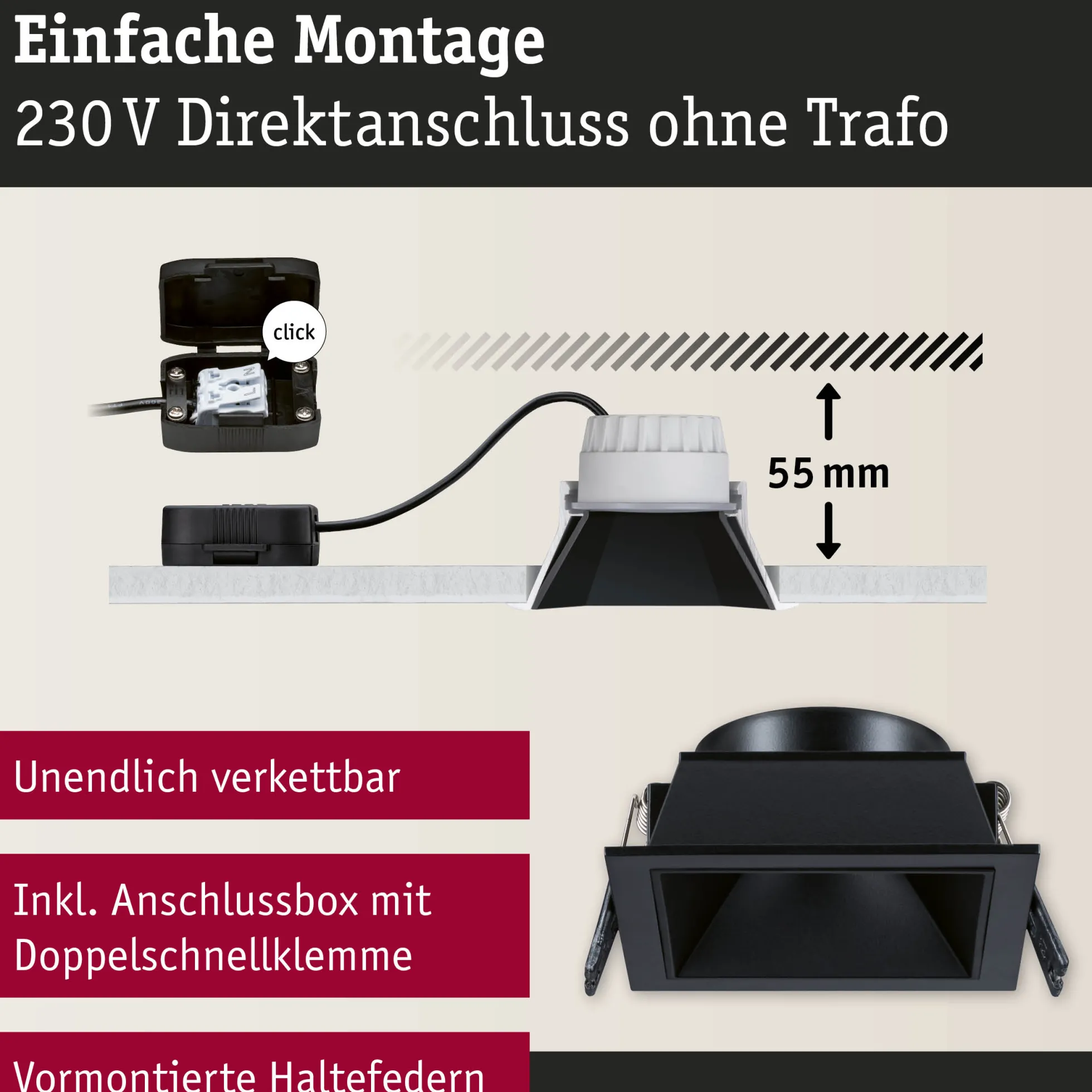 LED Einbauleuchte 3-Step-Dim - Cole 1er-Set