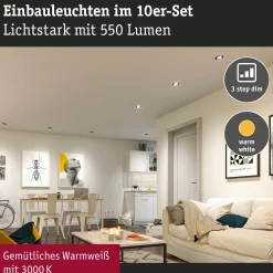 LED Einbauleuchte 3-Step-Dim - 10er-Set schwenkbar