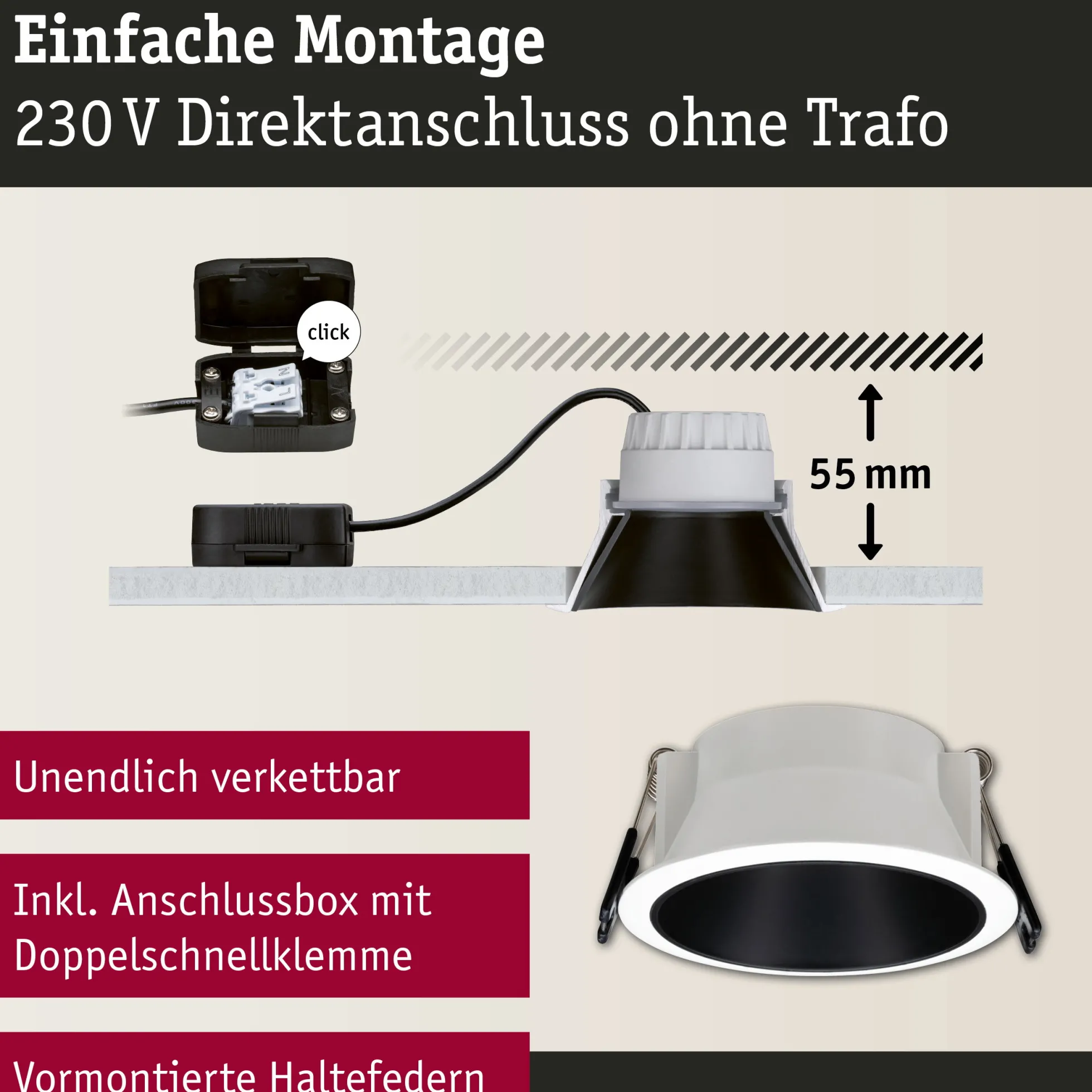 LED Einbauleuchte 3-Step-Dim - Cole 1er-Set