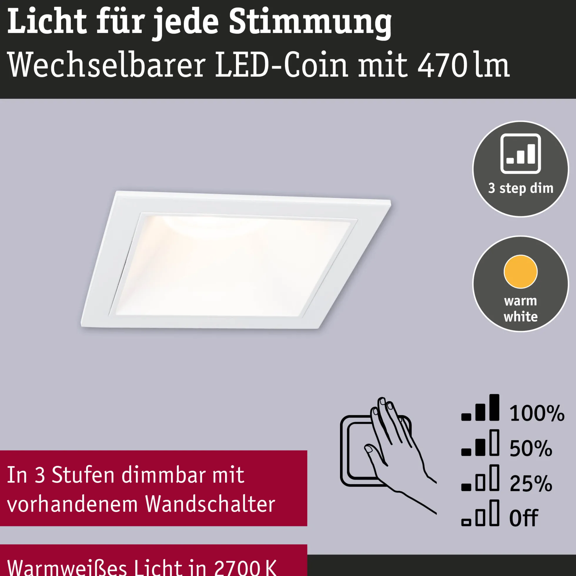 LED Einbauleuchte 3-Step-Dim - Cole 1er-Set