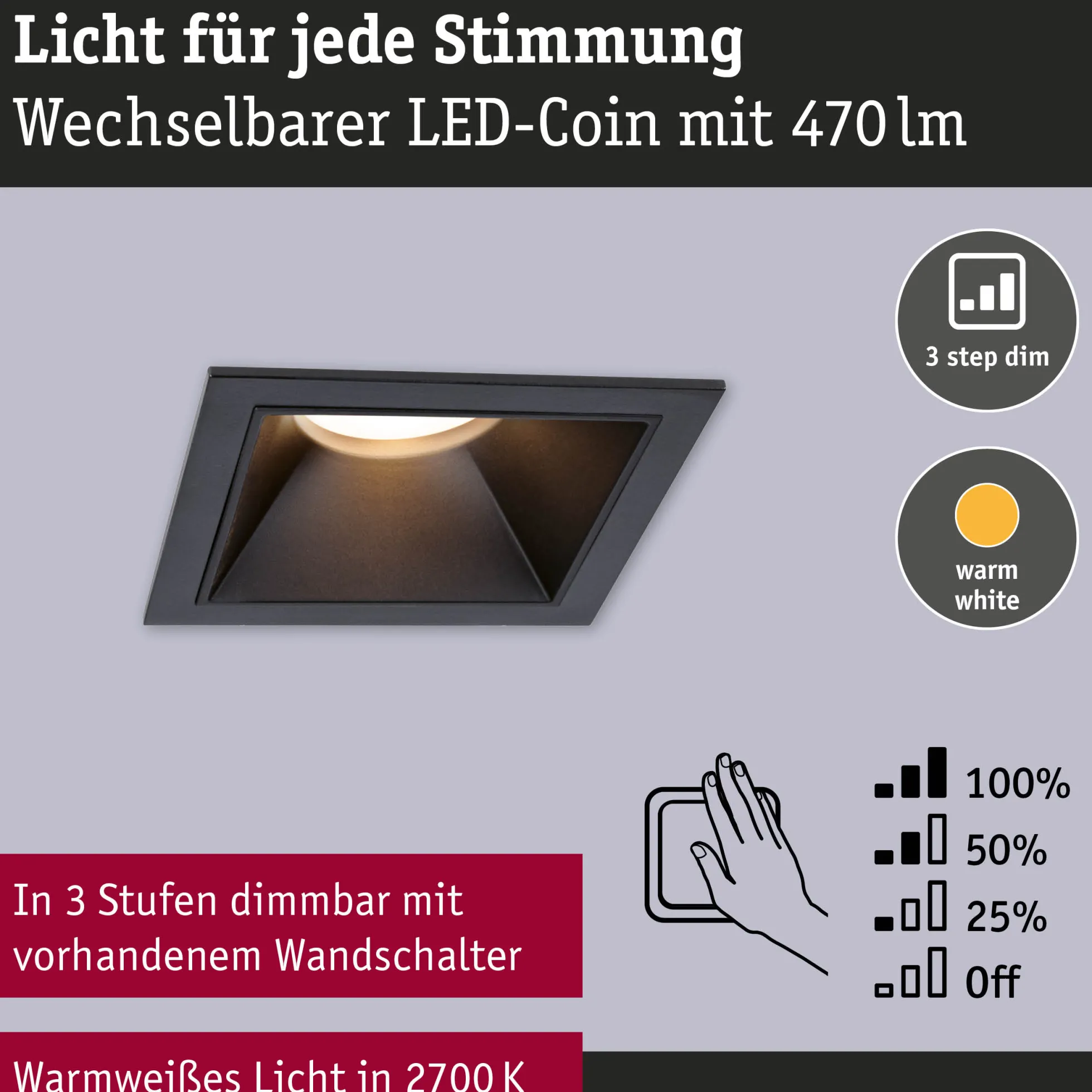 LED Einbauleuchte 3-Step-Dim - Cole 3er-Set