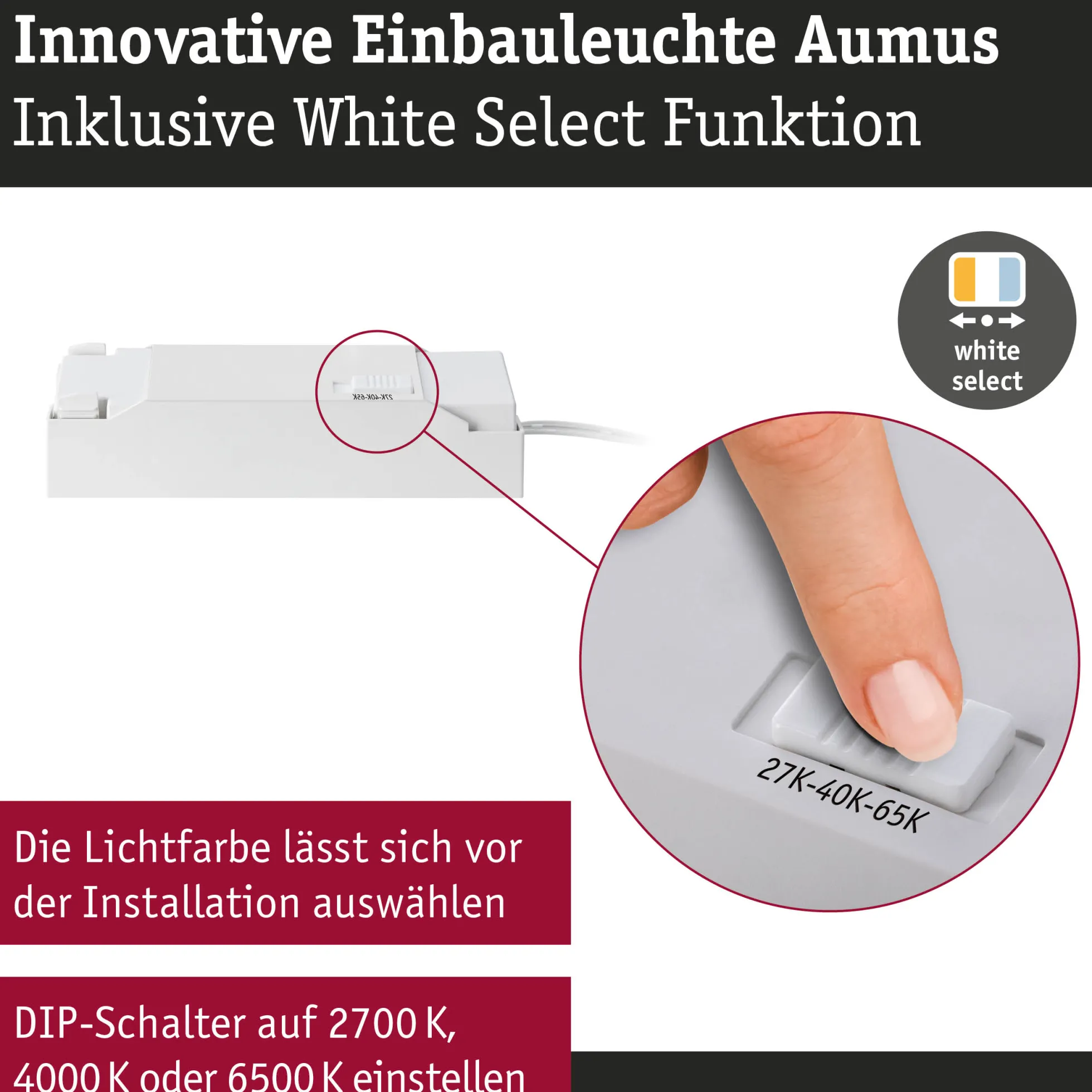 LED Einbauleuchte White Select - Aumus 3er-Set