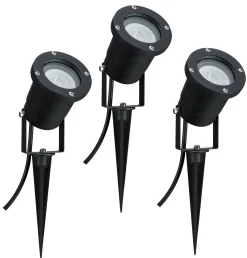 LED Gartenstrahler - LED Gartenstrahler IP65 rund 92mm 3000K 3x3,5W 3x230lm 230V 38° Schwarz Aluminium