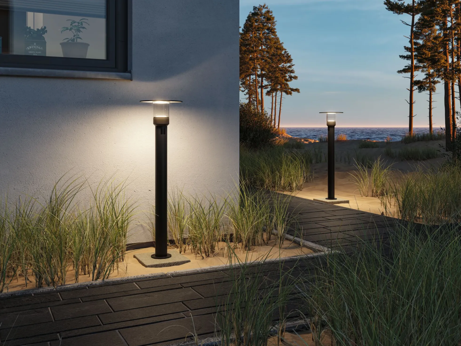 LED Pollerleuchte - Sienna Dämmerungsgesteuerter Bewegungsmelder (HF) seewasserresistent