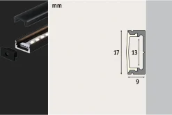 LED Strip Profil - Base Schwarzer Diffusor 2m