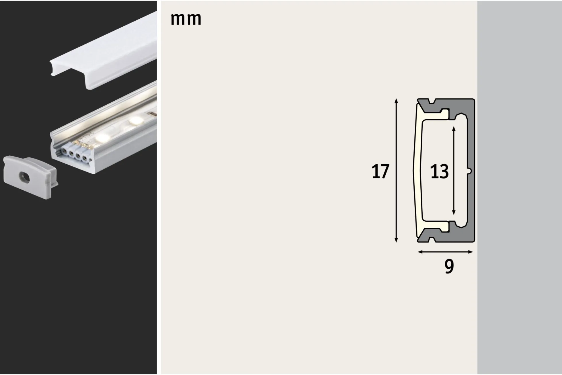 LED Strip Profil - Base Weißer Diffusor 2m