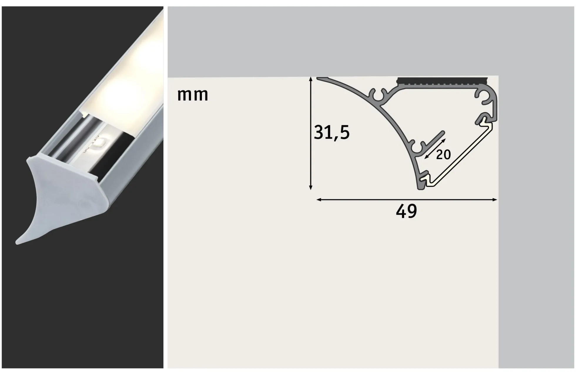 LED Strip Profil - Corner 2m