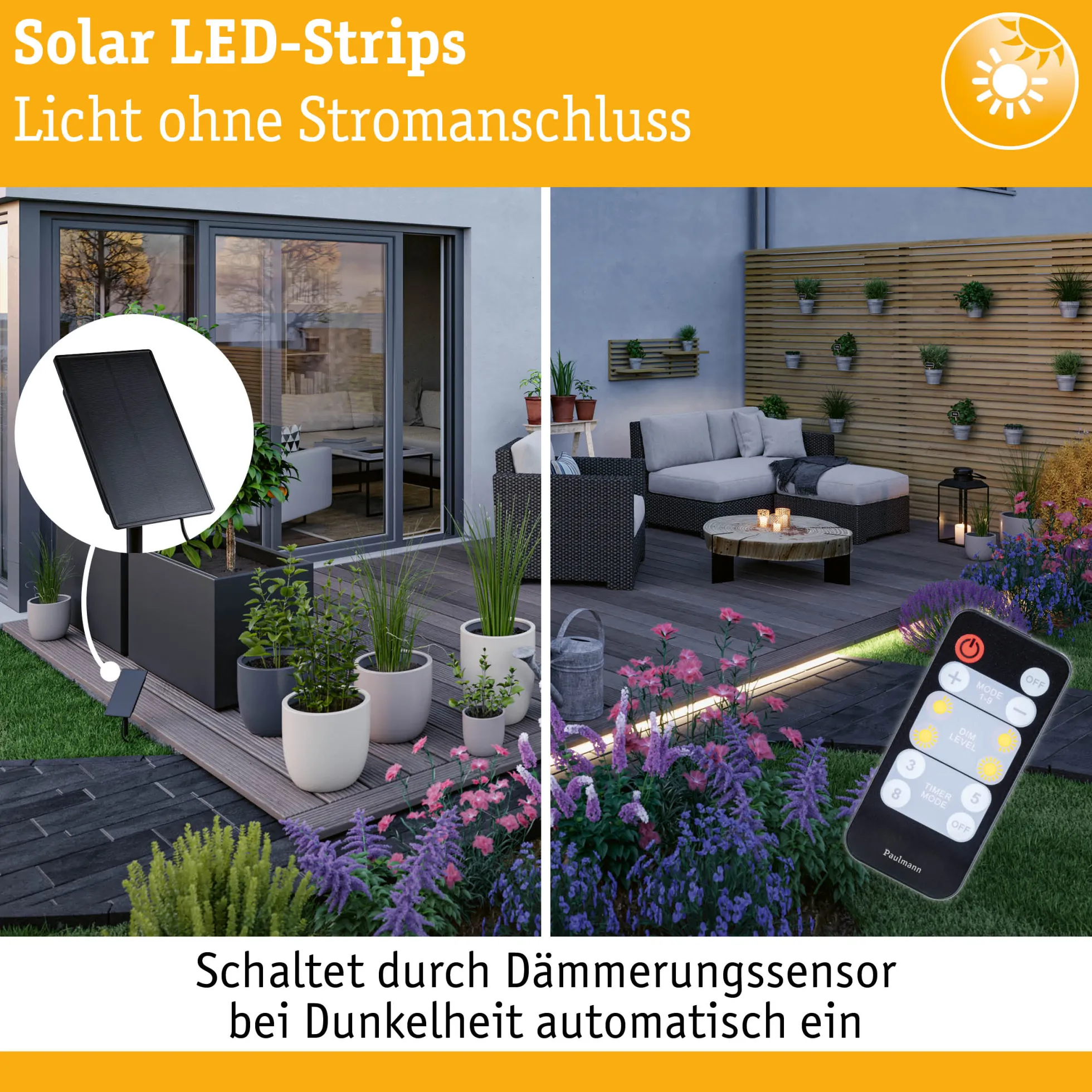 LED Stripe Solar - inkl. Fernbedienung