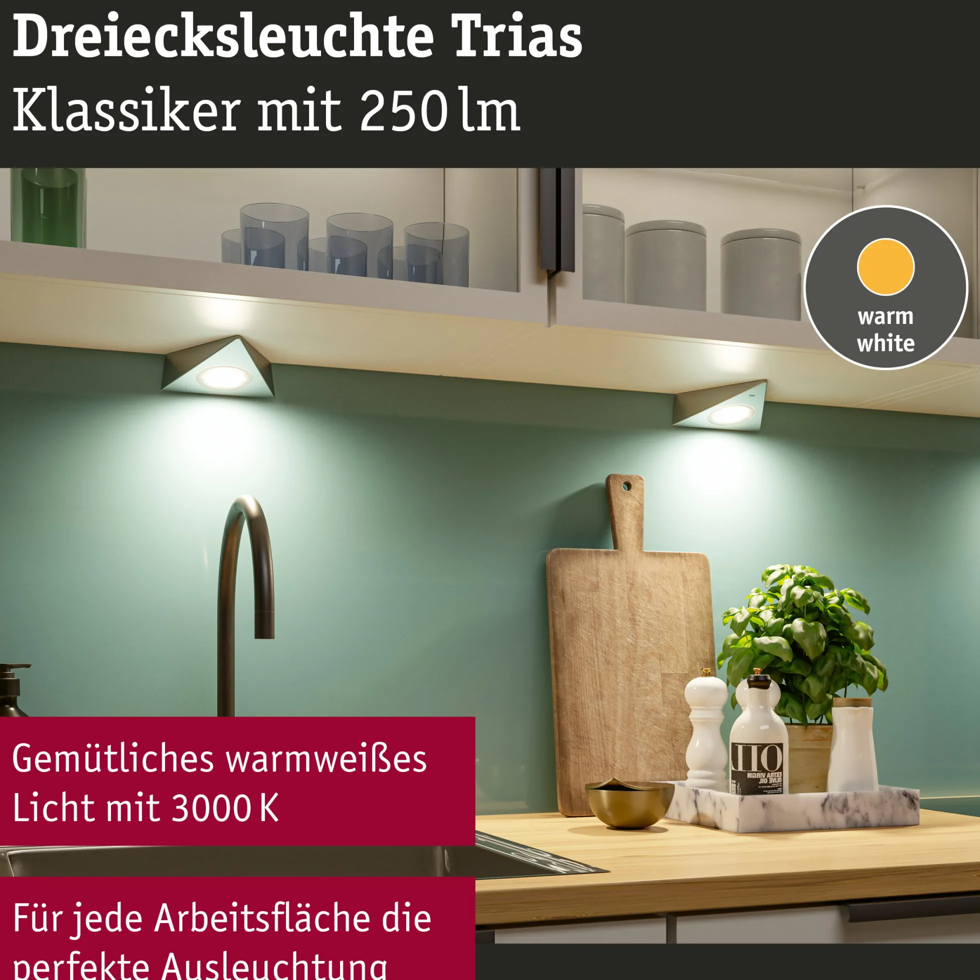 LED Unterschrankleuchte - Trias Näherungsensor 3er-Set