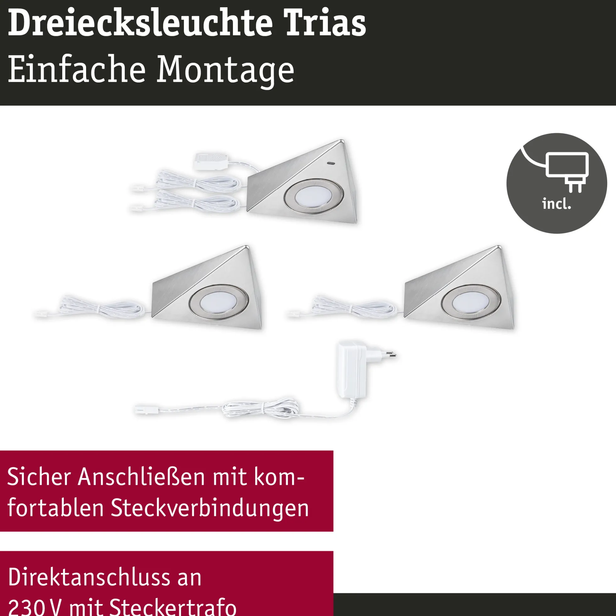 LED Unterschrankleuchte - Trias Näherungsensor 3er-Set