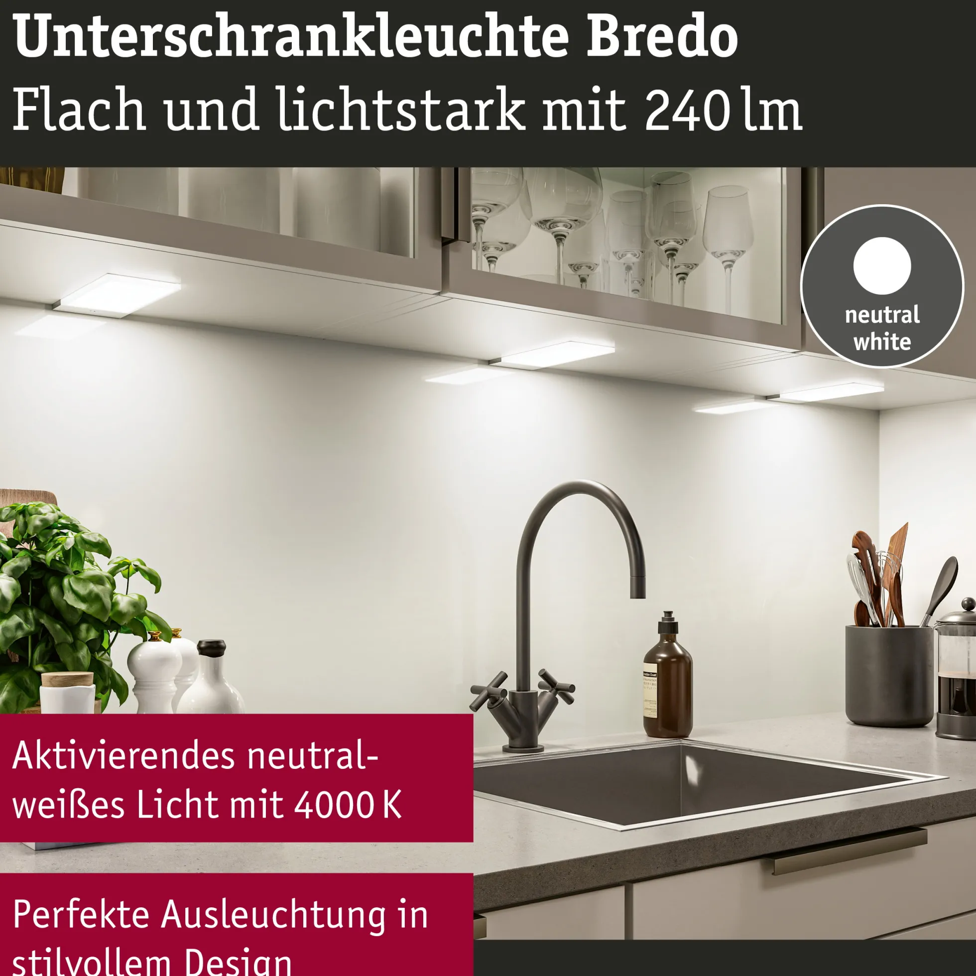 LED Unterschrankleuchte - Bredo Näherungsensor 3er-Set