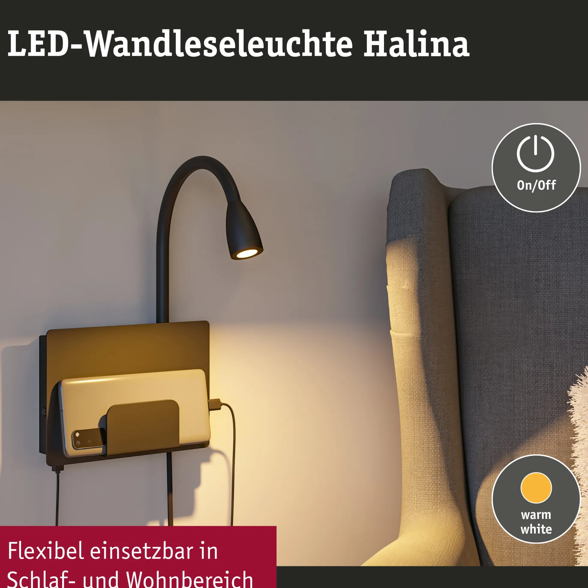 LED Wandleuchte - Halina USB C