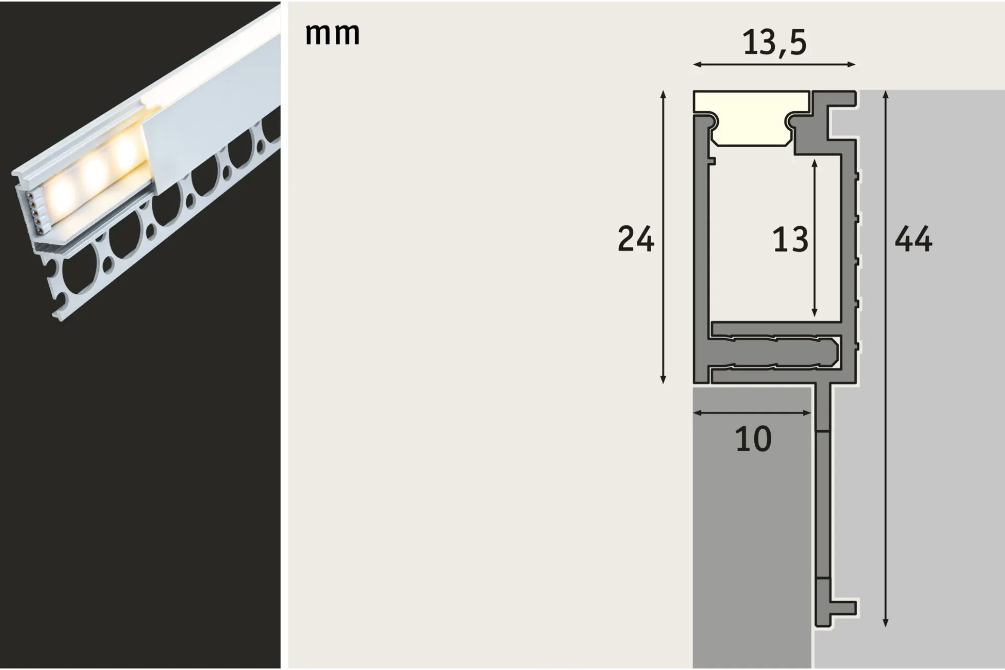 LumiTiles LED Strip Einbauprofil - Top 1m