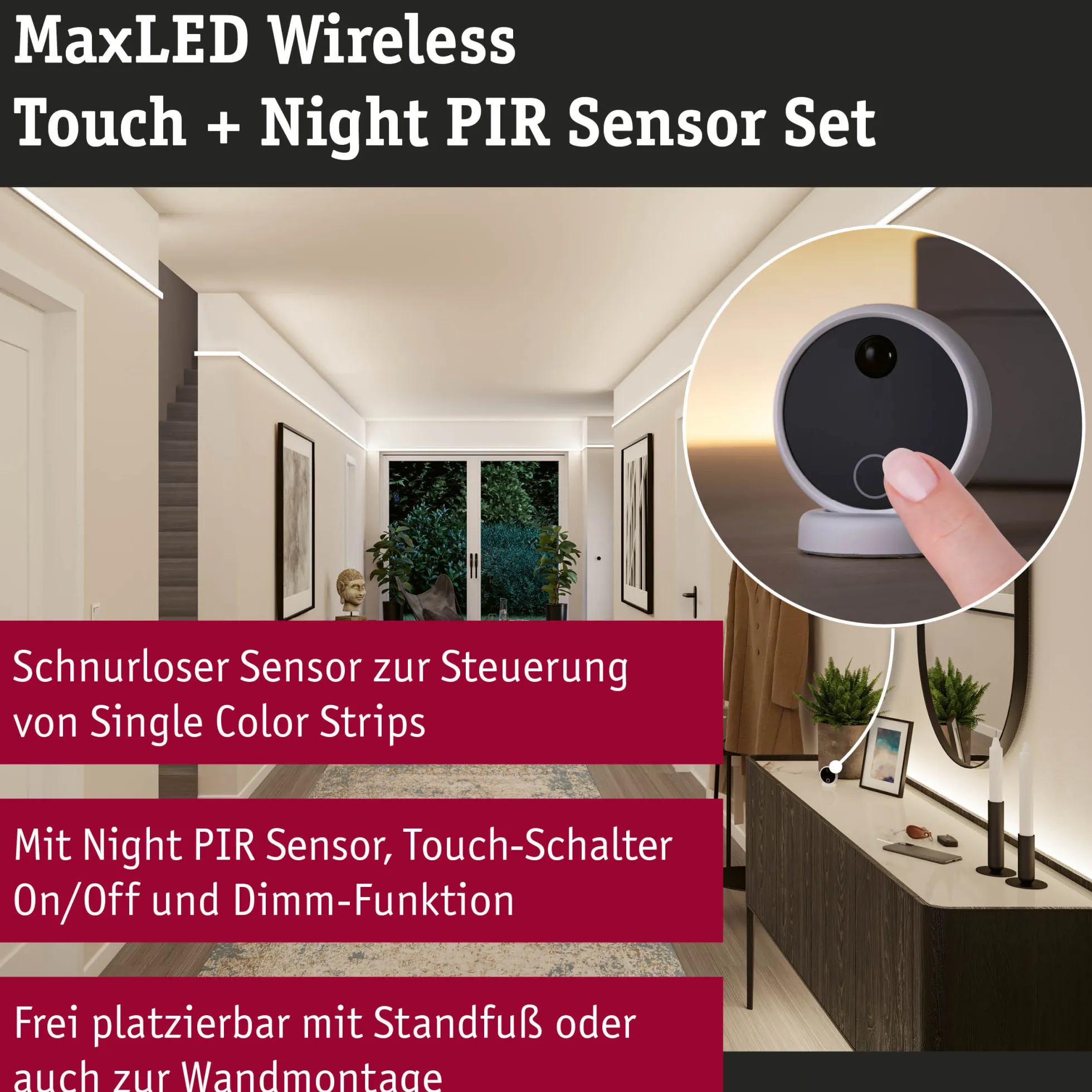 MaxLED Zubehör Steuerung - Basisset Funk-Touchschalter