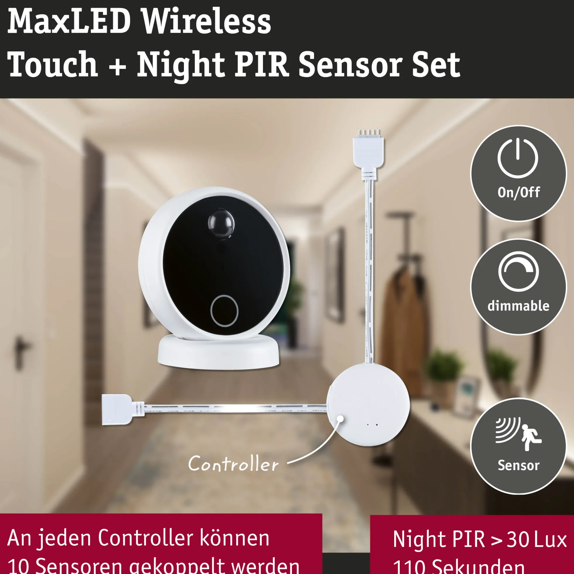 MaxLED Zubehör Steuerung - Basisset Funk-Touchschalter