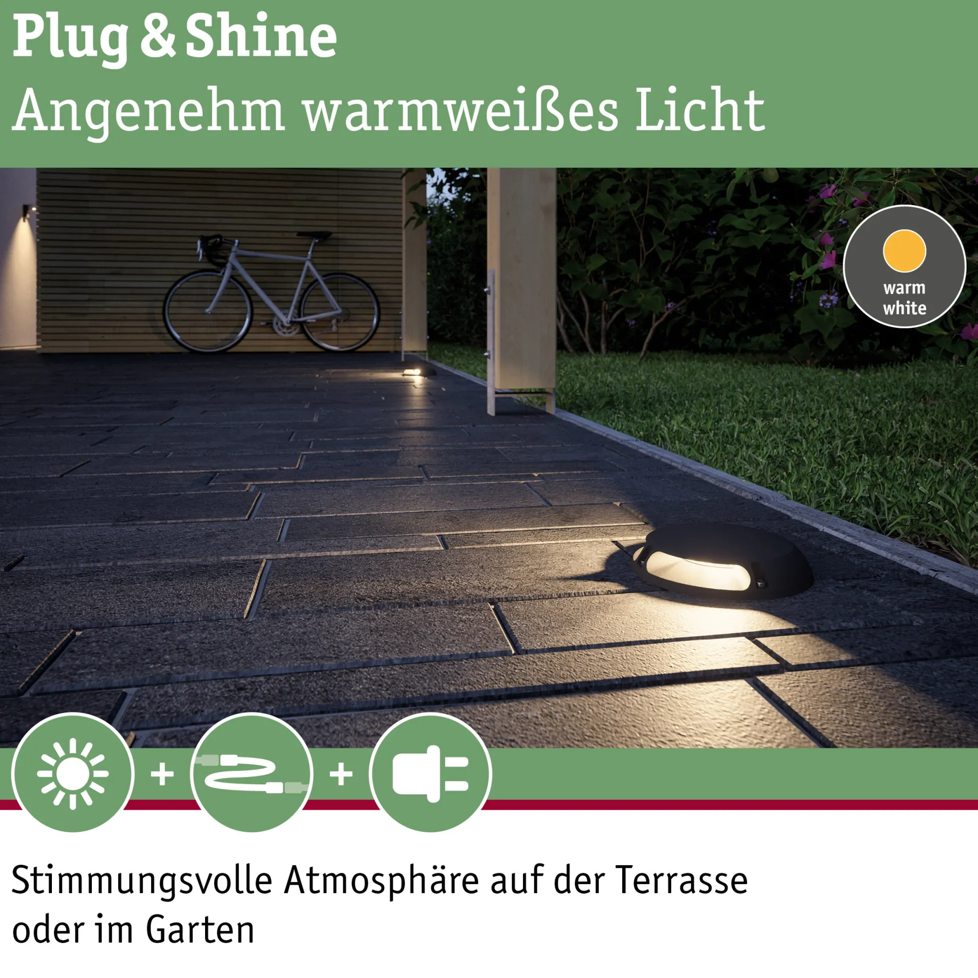 Plug & Shine LED Bodenaufbauleuchte - Warmweiß Einzelspot Zweifacher Lichtaustritt, 180°