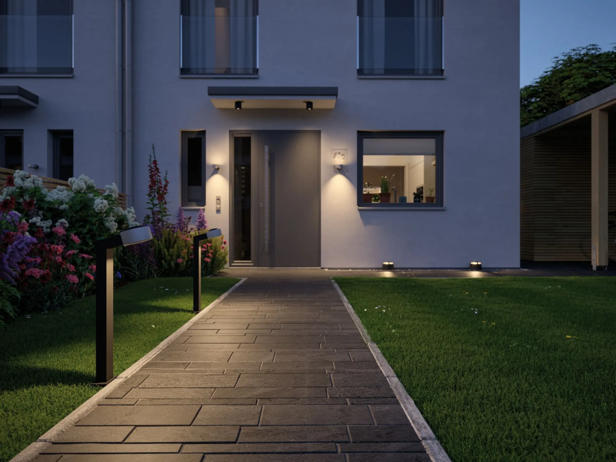 Plug & Shine LED Bodenaufbauleuchte - Warmweiß Einzelspot Zweifacher Lichtaustritt, 180°