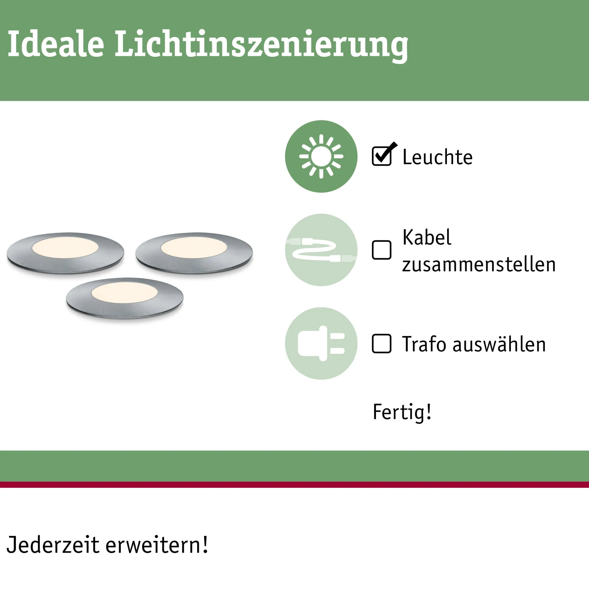 Plug & Shine LED Bodeneinbauleuchte - Floor Mini Erweiterungsset