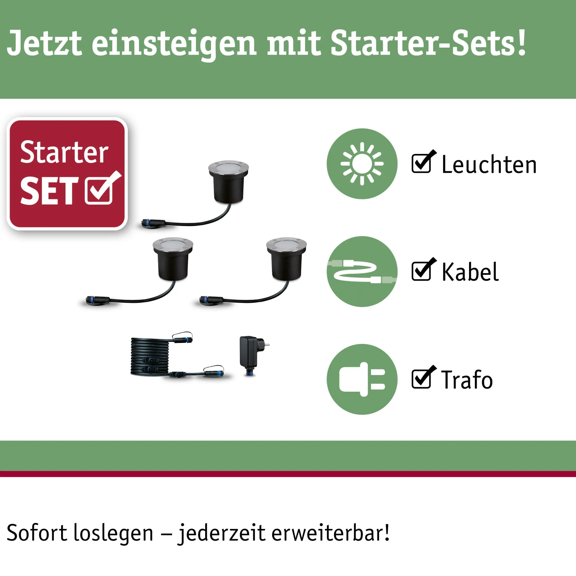 Plug & Shine LED Bodeneinbauleuchte - Floor Basisset insektenfreundlich