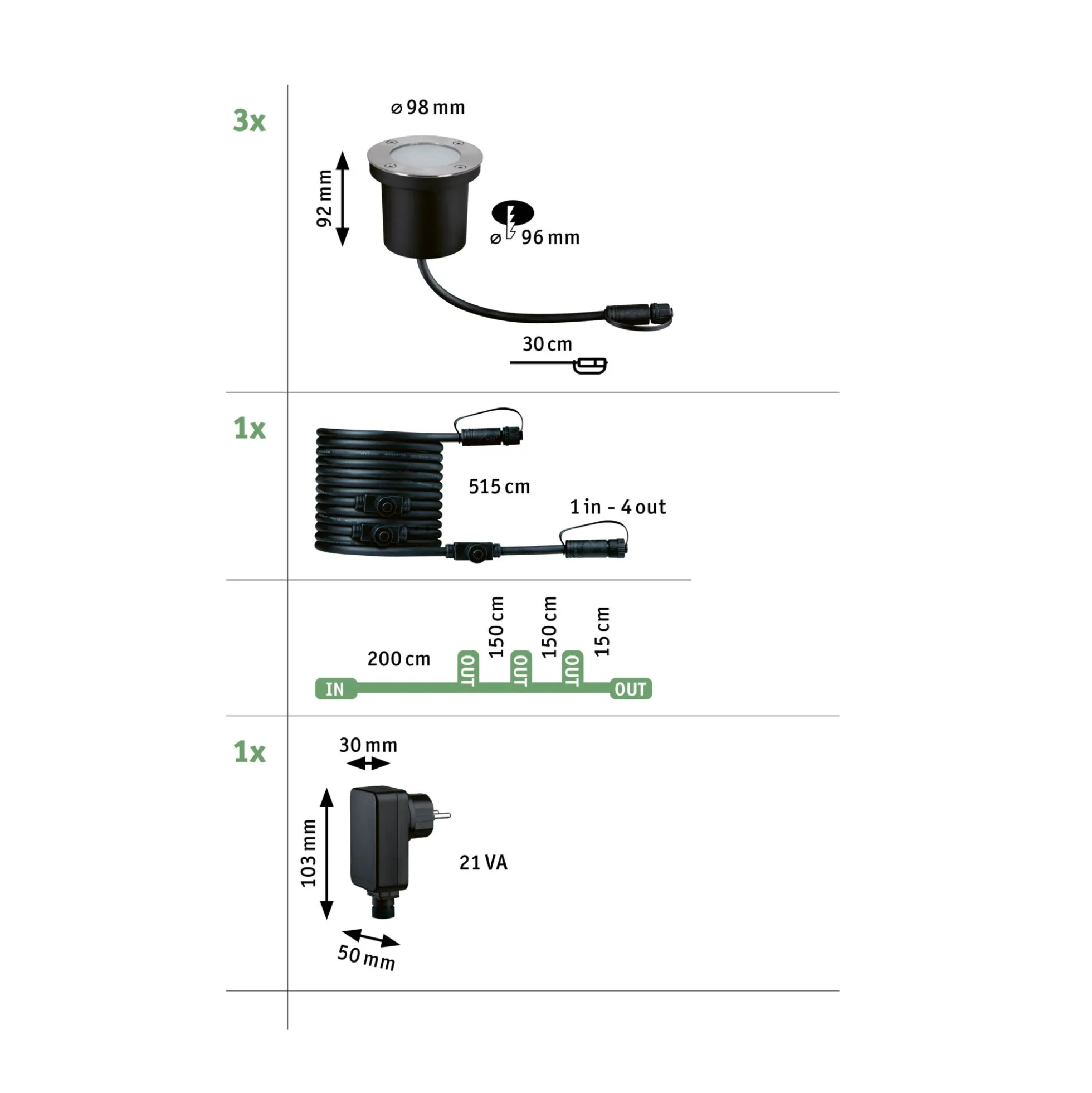 Plug & Shine LED Bodeneinbauleuchte - Floor Basisset insektenfreundlich