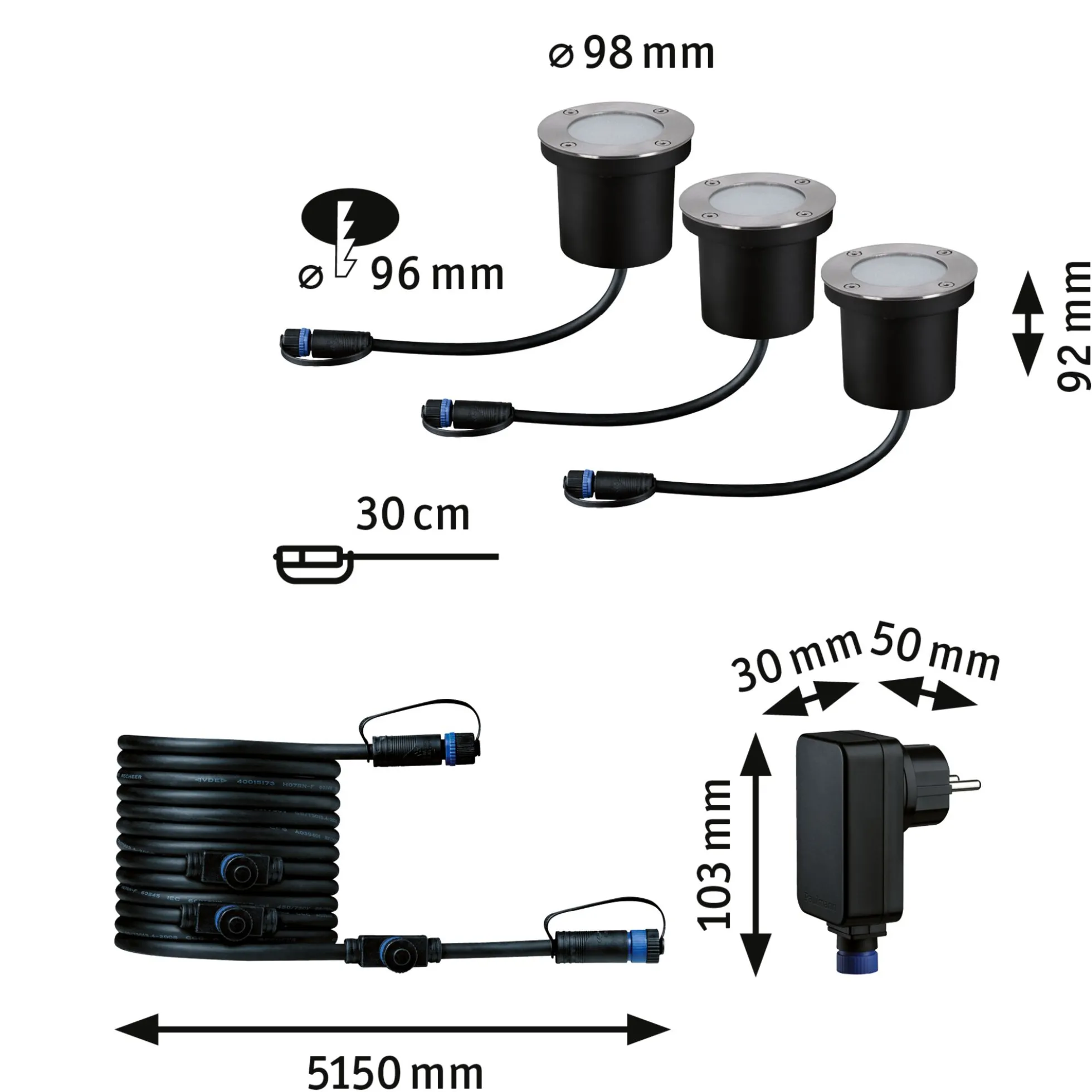 Plug & Shine LED Bodeneinbauleuchte - Floor Basisset insektenfreundlich