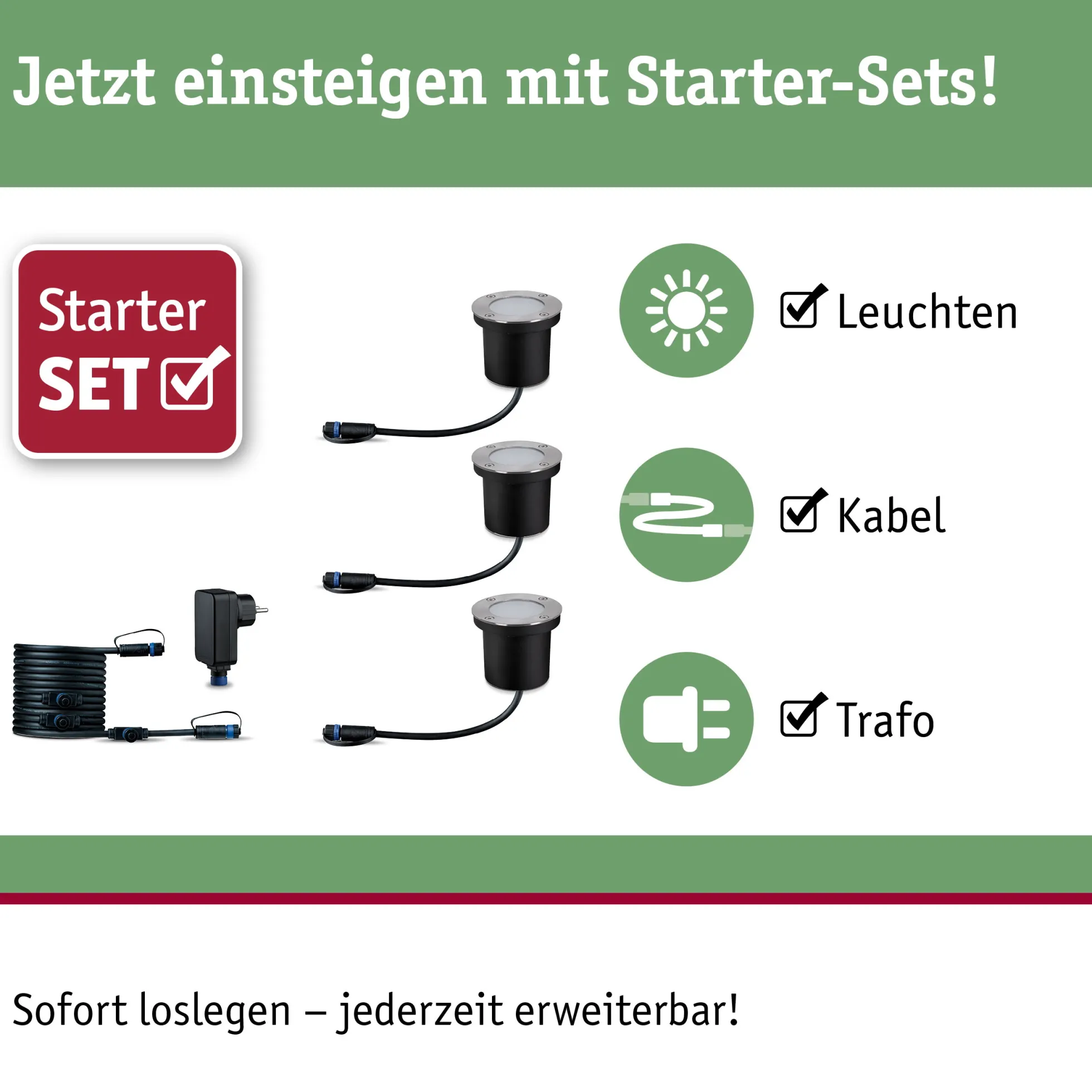 Plug & Shine LED Bodeneinbauleuchte Smart Home Zigbee 3.0 - RGBW Basisset