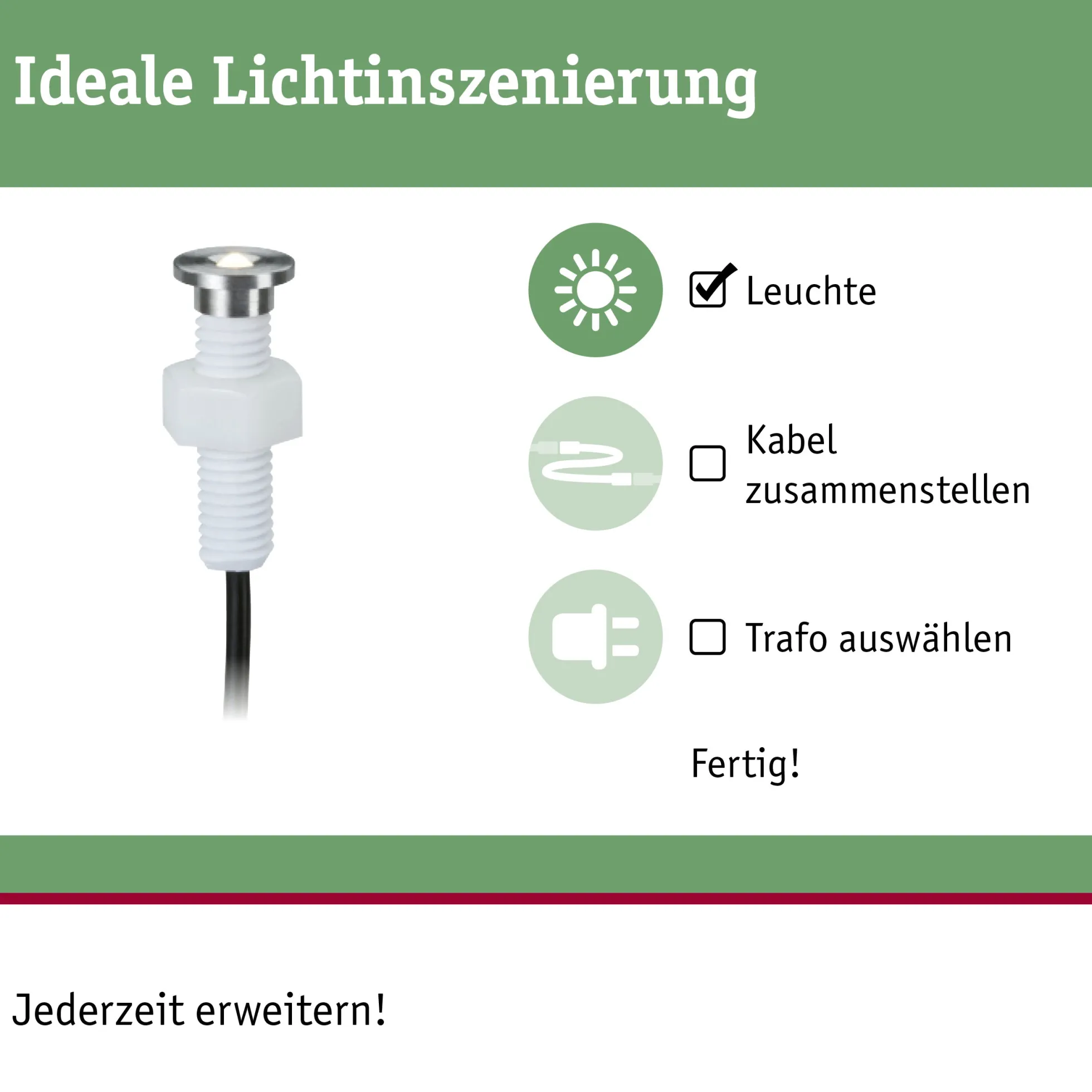 Plug & Shine LED Bodeneinbauleuchte - MicroPen II Erweiterungsset