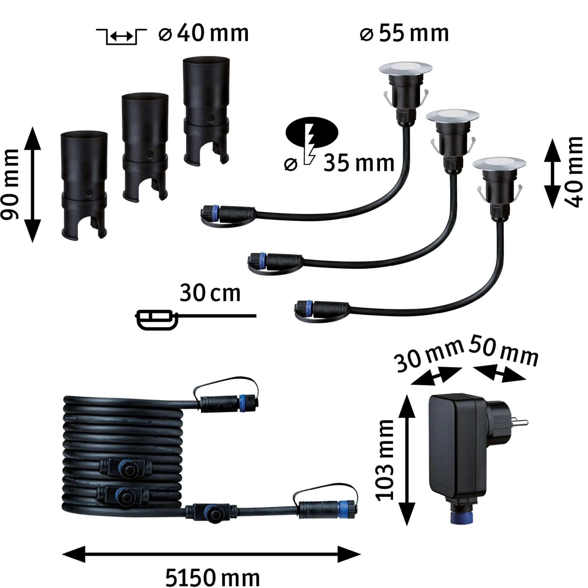 Plug & Shine LED Bodeneinbauleuchte - Floor Mini Basisset