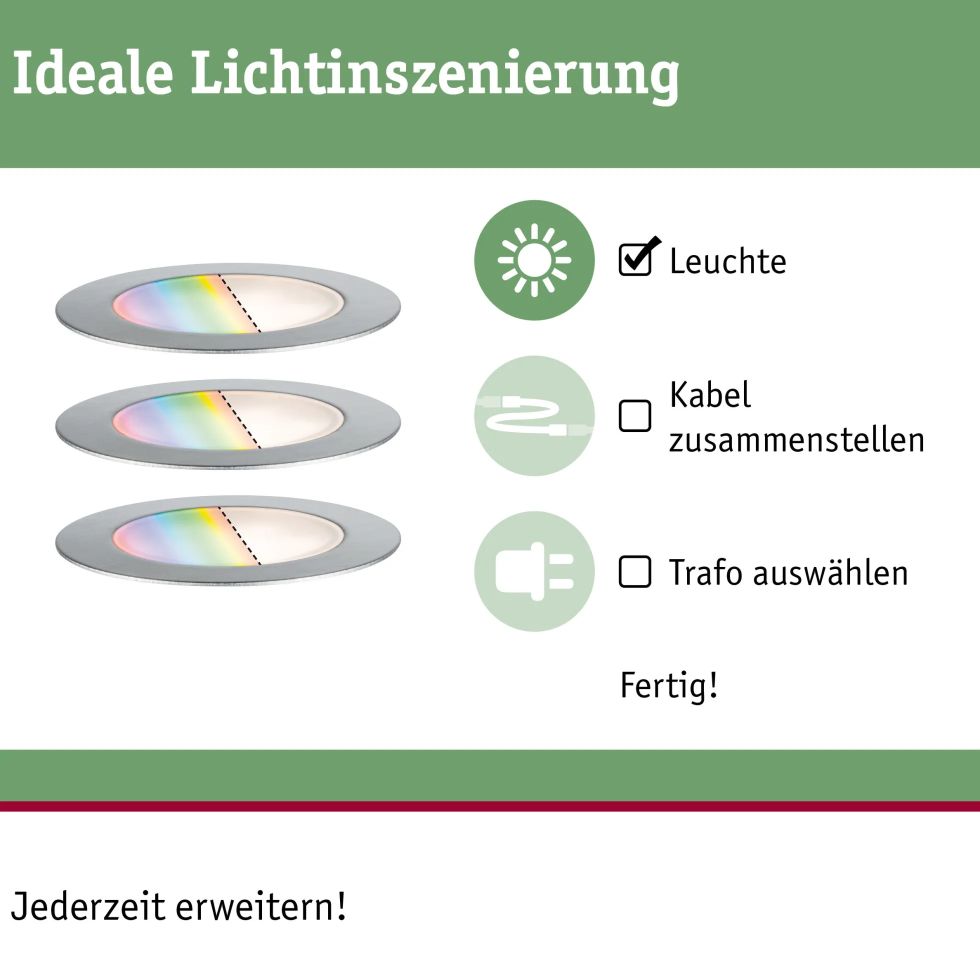 Plug & Shine LED Bodeneinbauleuchte Smart Home Zigbee 3.0 - Floor 3er-Set