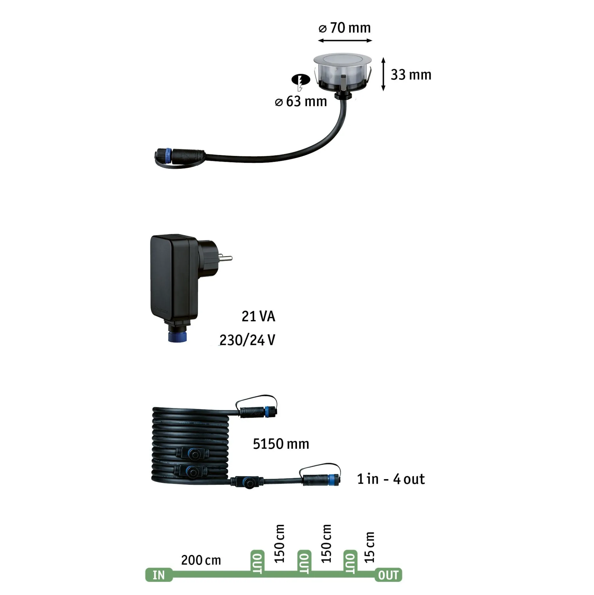 Plug & Shine LED Bodeneinbauleuchte Smart Home Zigbee 3.0 - Floor 3er-Set