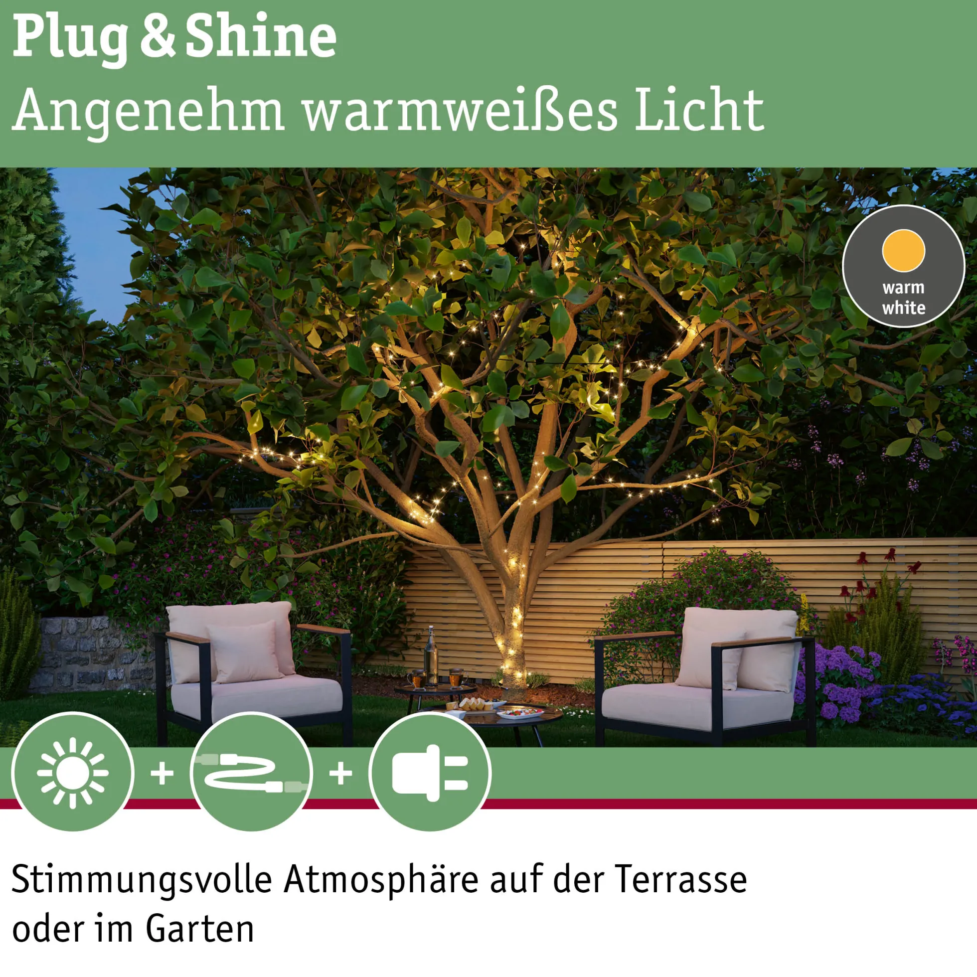Plug & Shine LED Lichterkette - Yuna Warmweiß 5m