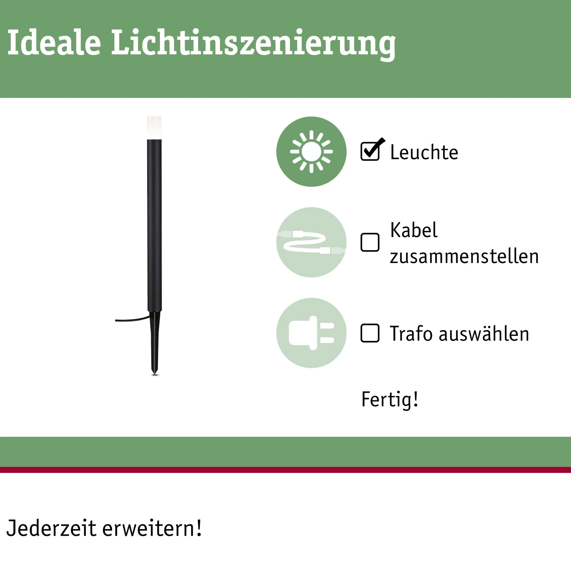 Plug & Shine LED Pollerleuchte - Flarea Einzelleuchte