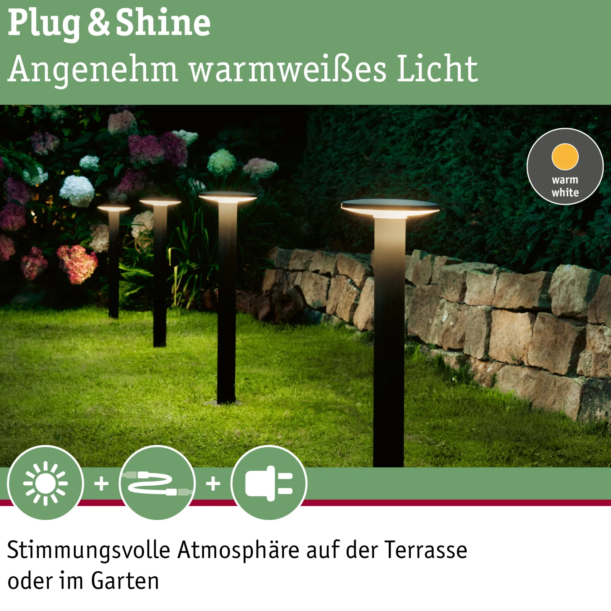 Plug & Shine LED Pollerleuchte - Plate Einzelleuchte