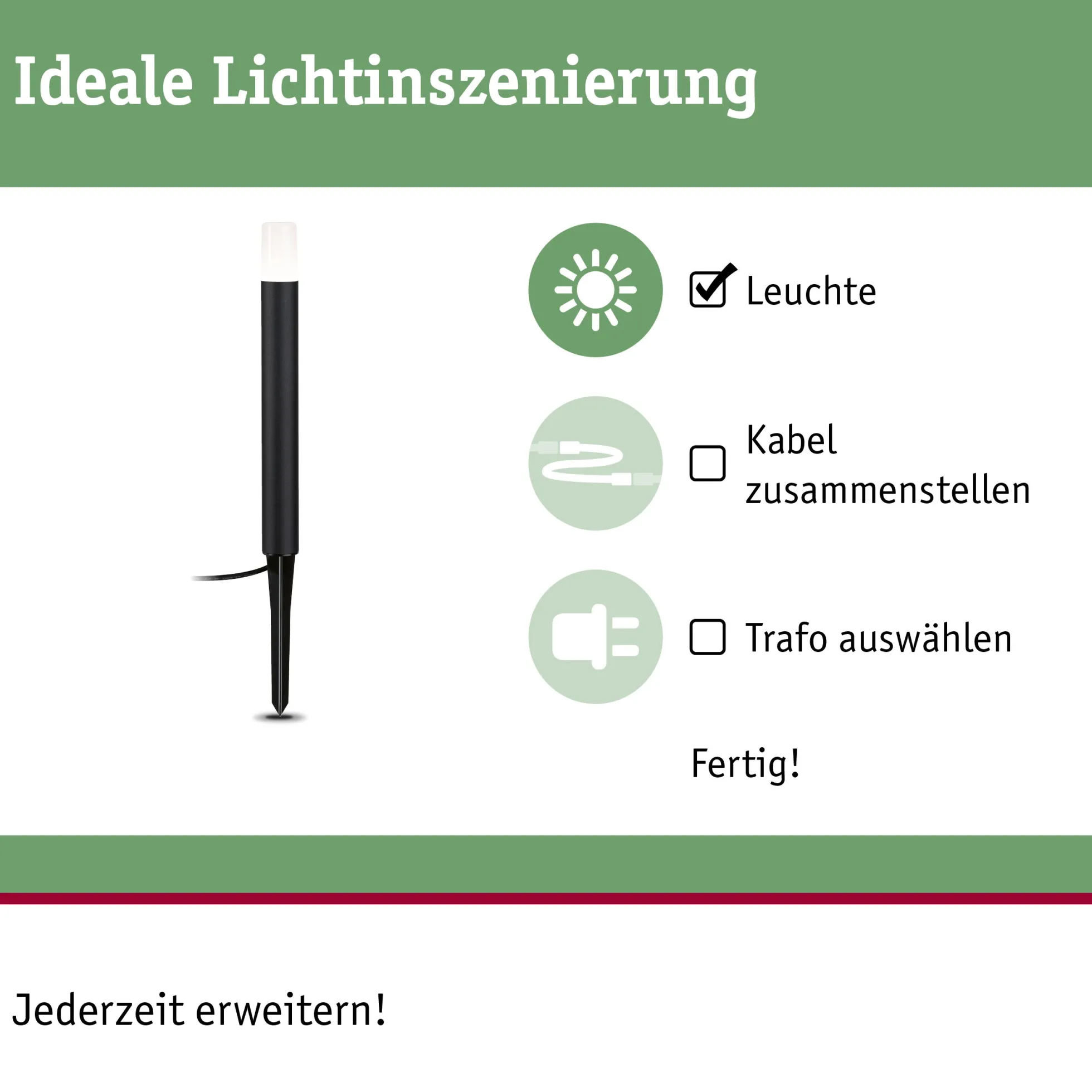 Plug & Shine LED Pollerleuchte - Flarea Einzelleuchte