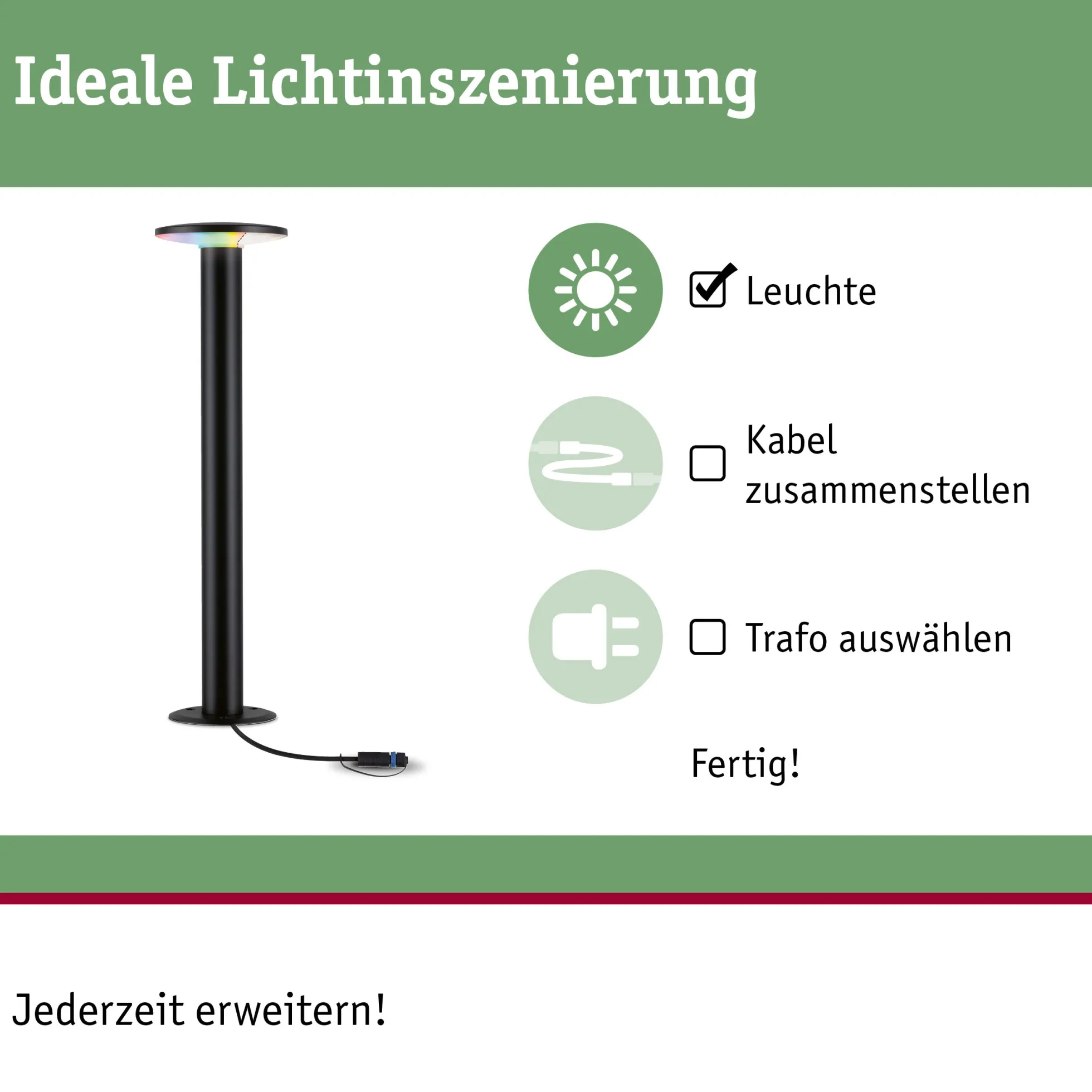 Plug & Shine LED Pollerleuchte Smart Home Zigbee 3.0 - Plate
