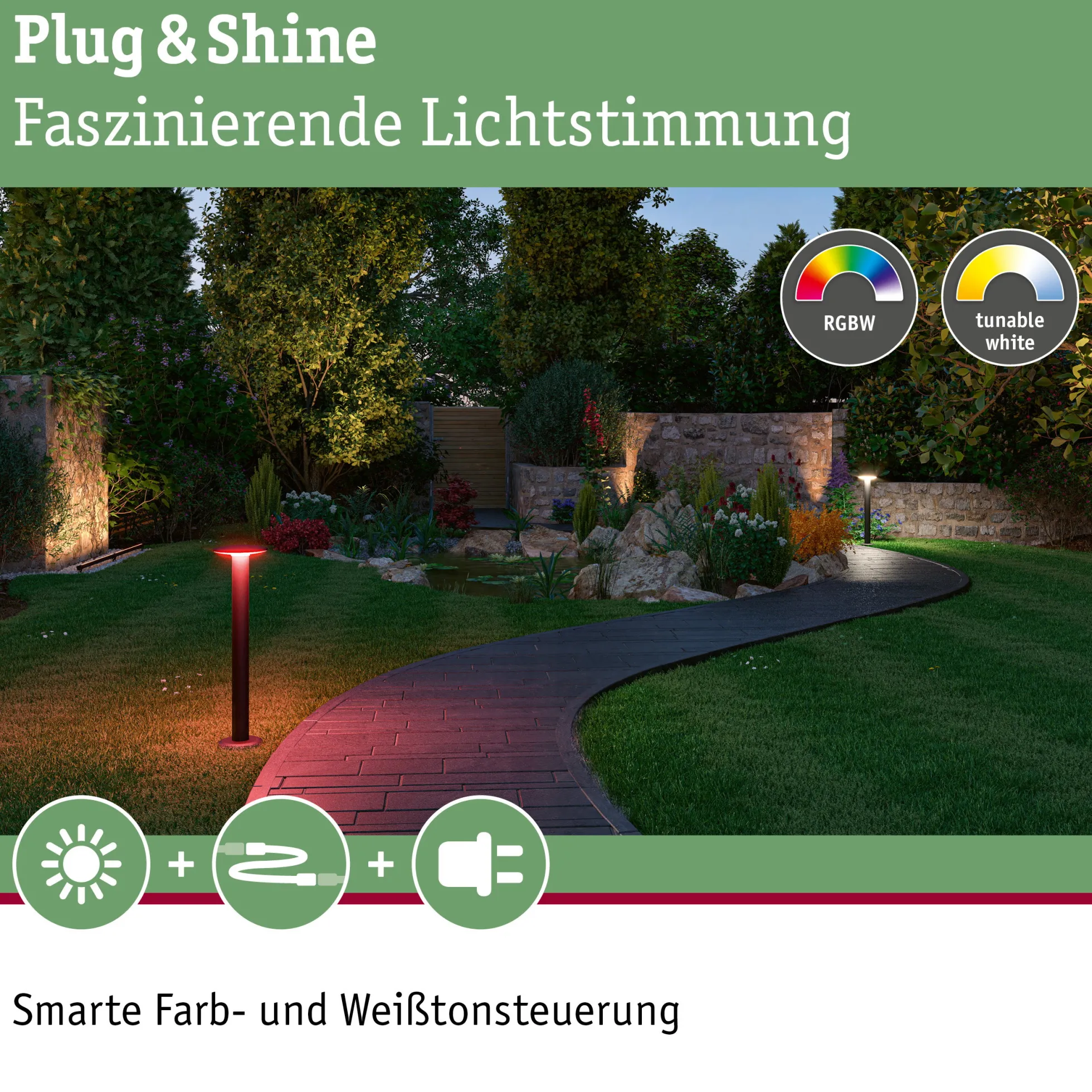 Plug & Shine LED Pollerleuchte Smart Home Zigbee 3.0 - Plate