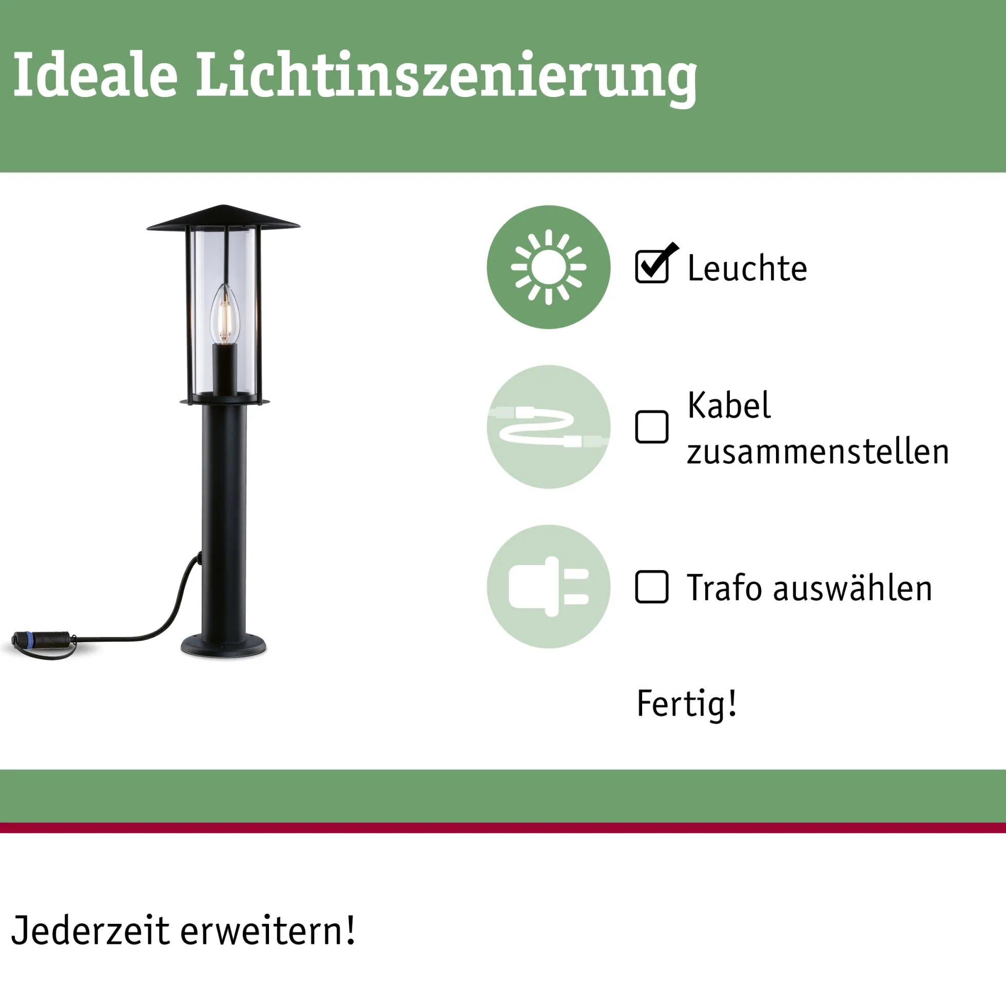 Plug & Shine LED Pollerleuchte - Classic Einzelleuchte