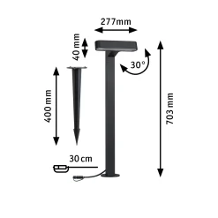 Plug & Shine LED Pollerleuchte - Ito Einzelleuchte Horizontale Ausrichtung
