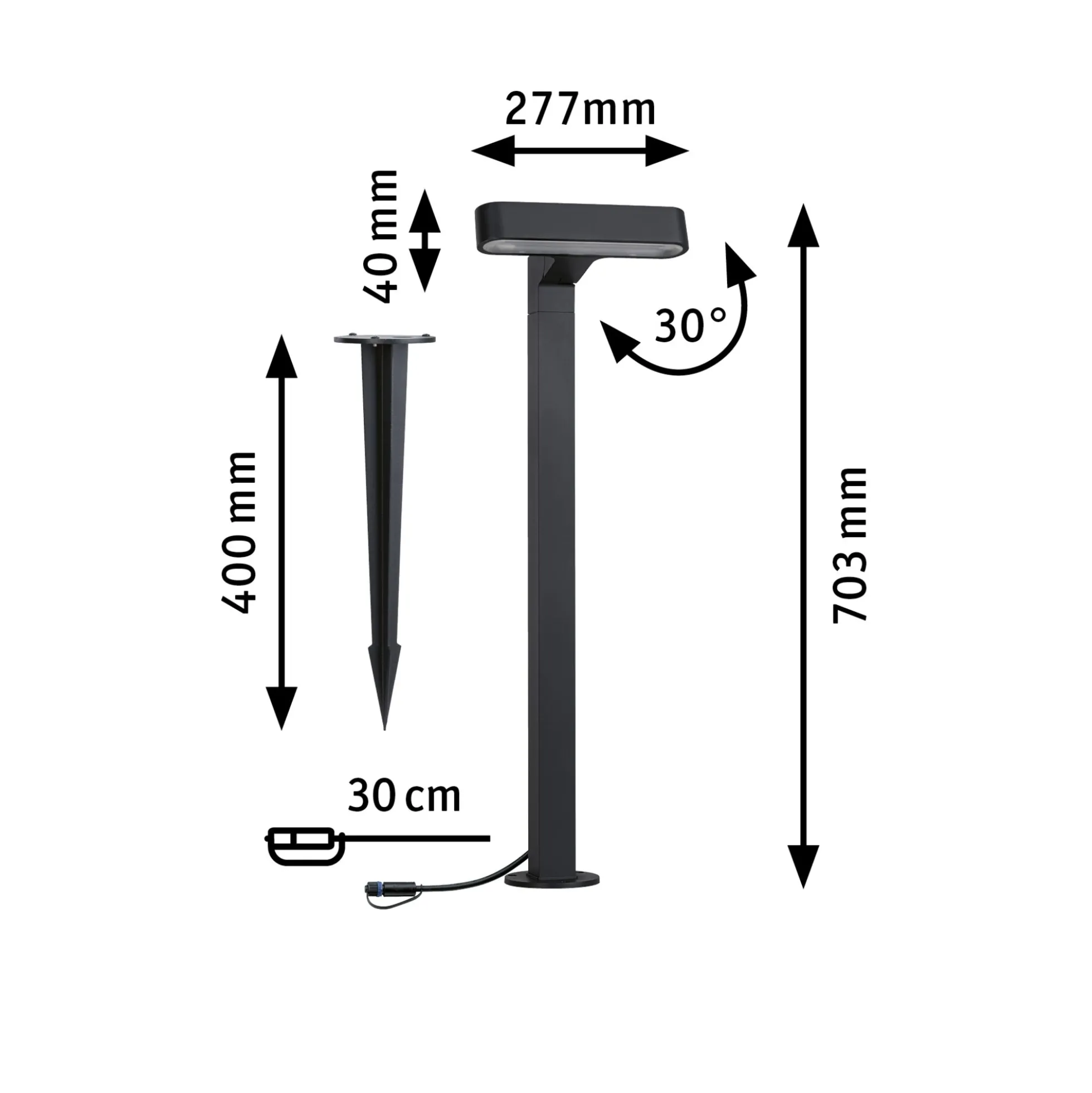 Plug & Shine LED Pollerleuchte - Ito Einzelleuchte Horizontale Ausrichtung