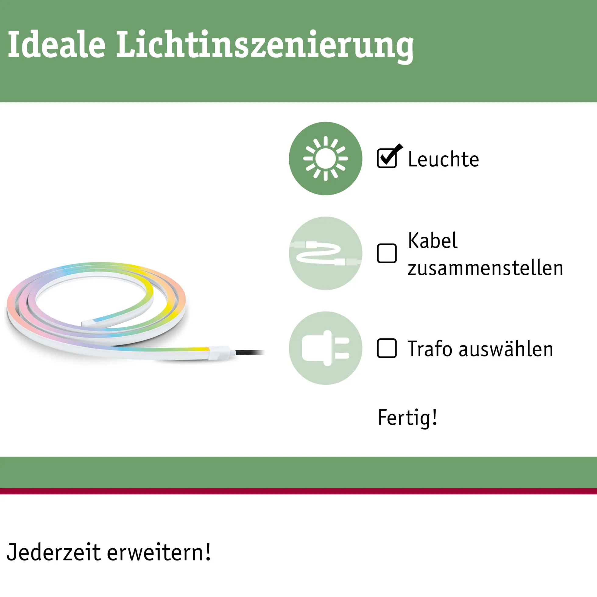 Plug & Shine LED Stripe Smart Home Zigbee 3.0 - Smooth Einzelstrip