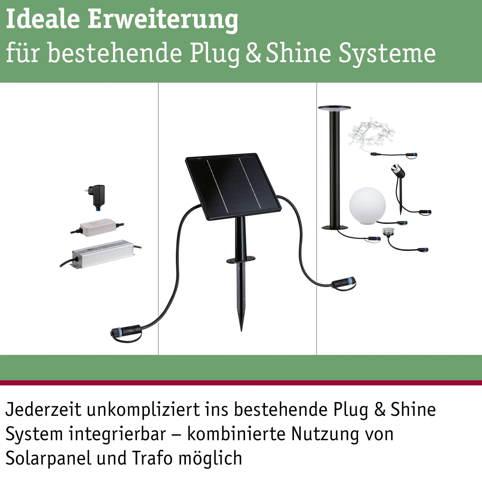 Plug & Shine Solarpanel - Plug & Shine Solarpanel IP44 24V max. 21W Anthrazit