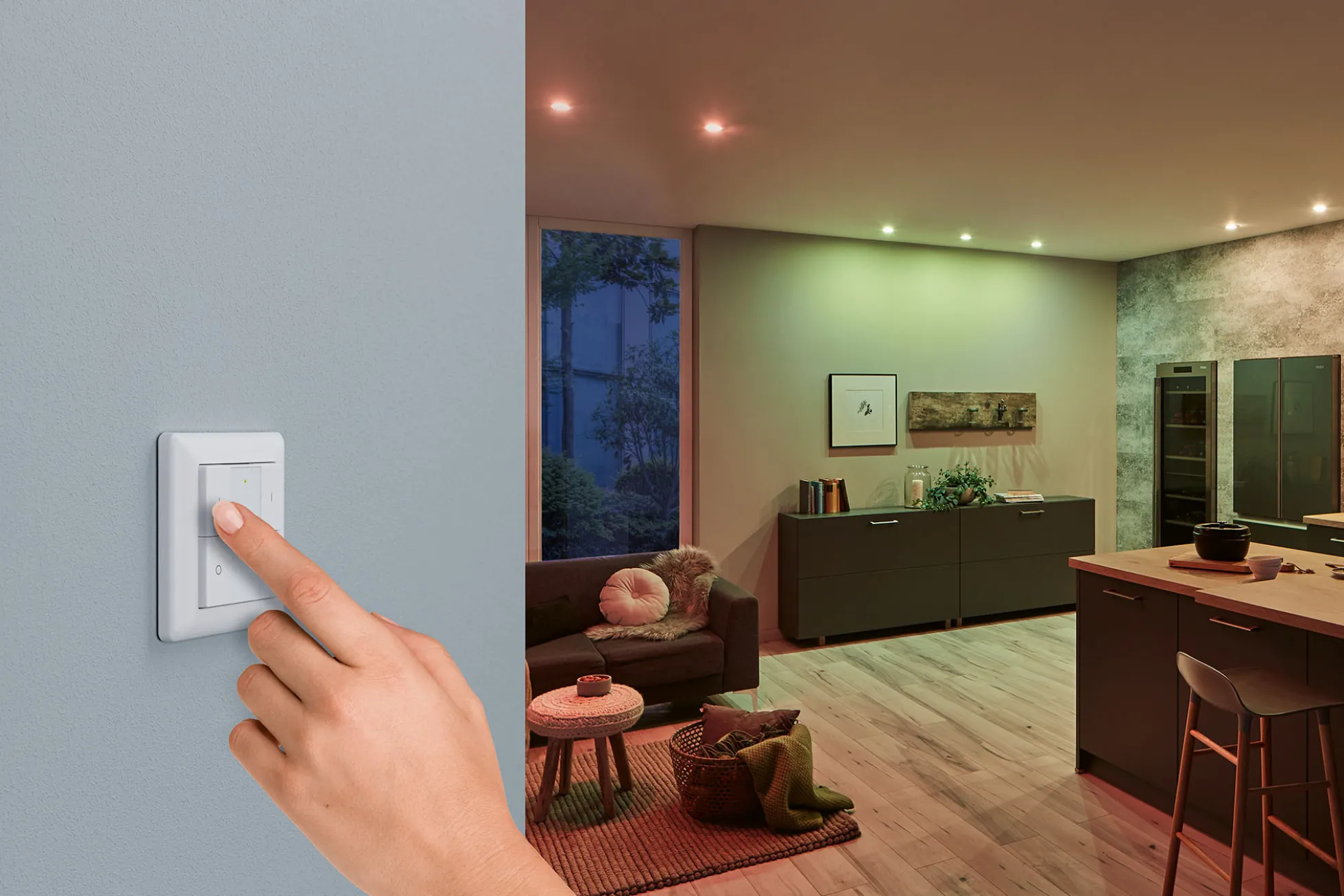 Preisattraktives Starterset Zigbee 3.0 - Smart Home smik Gateway mit Wandtaster + LED Einbauleuchte Nova Plus Coin Basisset schwenkbar RGBW
