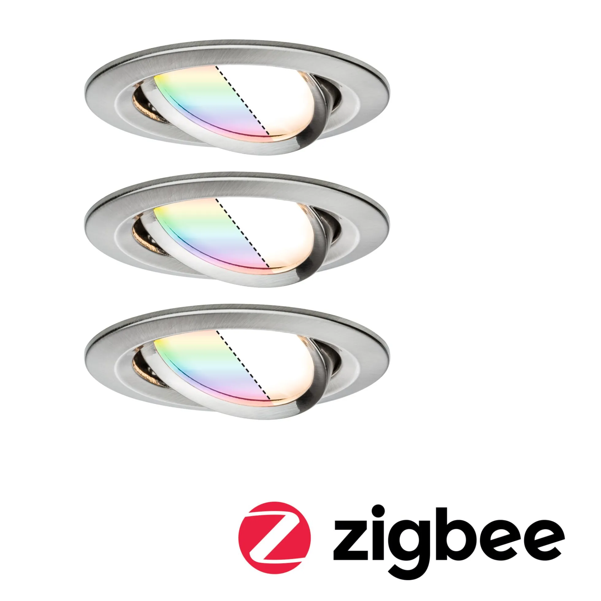 Preisattraktives Starterset Zigbee 3.0 - Smart Home smik Gateway mit Wandtaster + LED Einbauleuchte Nova Plus Coin Basisset schwenkbar RGBW
