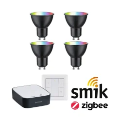 Preisattraktives Starterset Zigbee 3.0 - Smart Home smik Gateway + LED Reflektor GU10 RGBW + Schalter